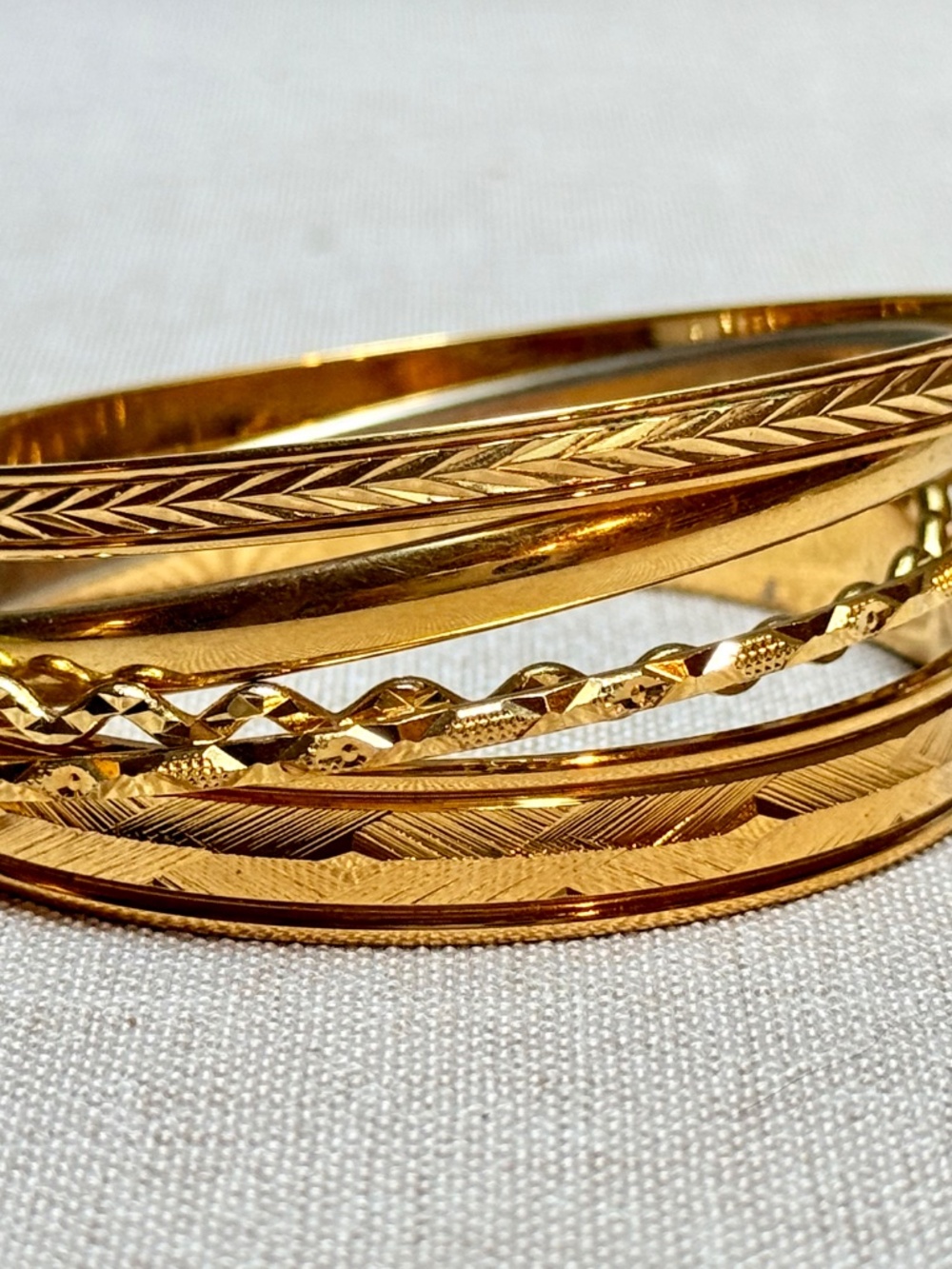 Vintage Monet Gold Tone Bangle Bracelet Set - Picture 8 of 8